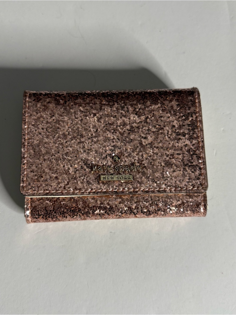kate spade Rose Gold Glitter Compact Wallet